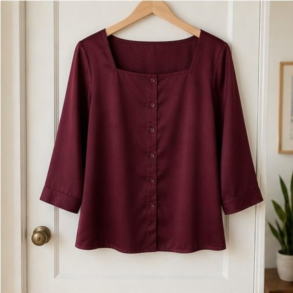 Burgundy Button Blouse